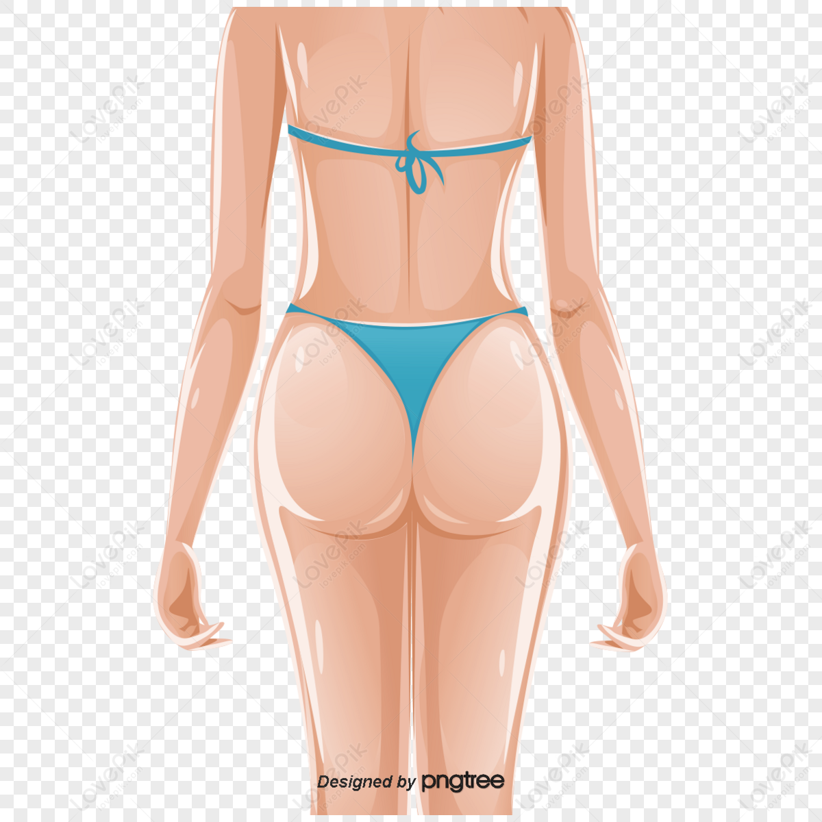 Cartoon Sexy Female Buttocks In A Thong Royalty Free SVG, Cliparts