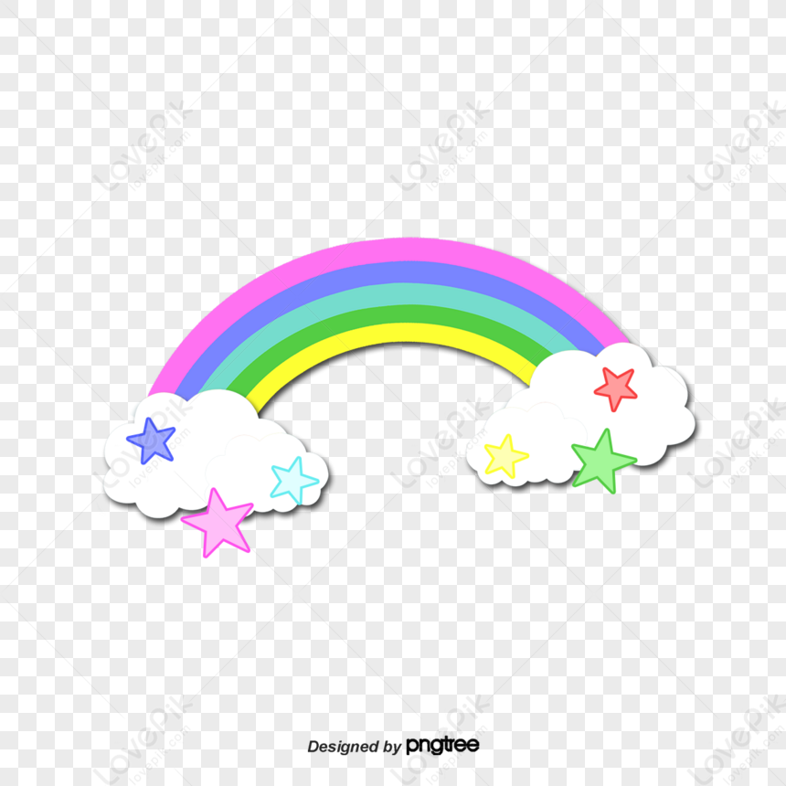 Rainbow And Stars,cloudscape,refraction,illustration PNG Picture And ...