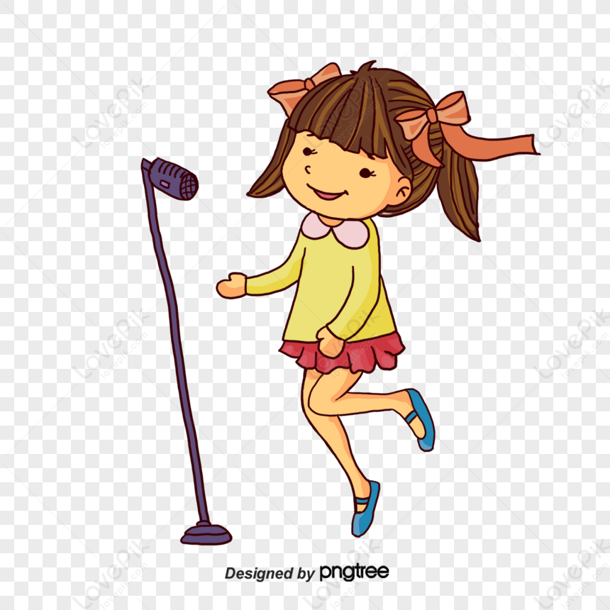 Singing Girl,microphone,music,cartoon Girl PNG Picture And Clipart ...