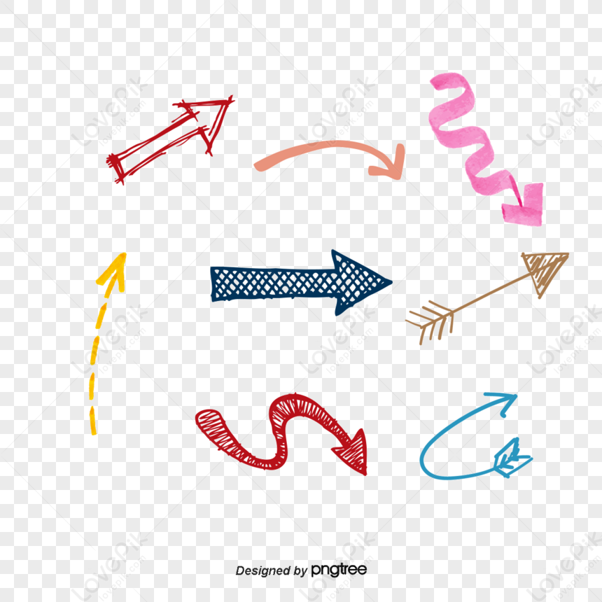 Vector Hand Drawn Arrow,pencil Drawing,curved Lines,graffiti PNG ...