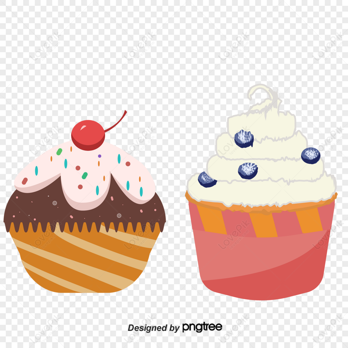 Vector Hand-painted Cupcakes,bakery,decorate,invitation PNG Hd ...