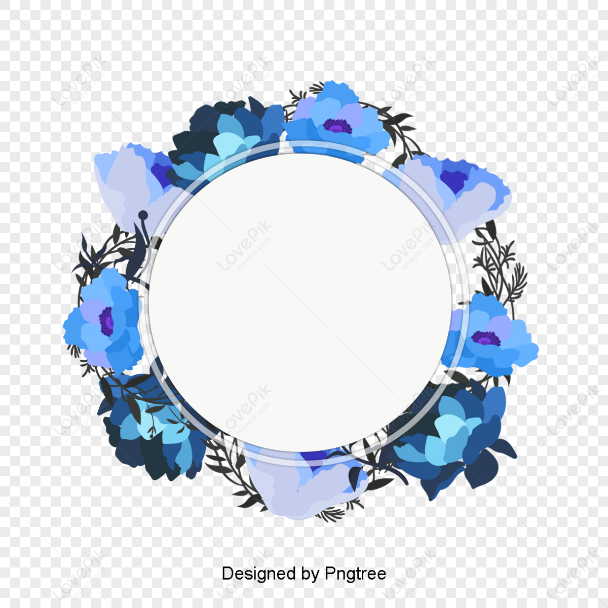 Watercolor Blue Wreath Title,swallows,drawing,greetings PNG Picture And ...