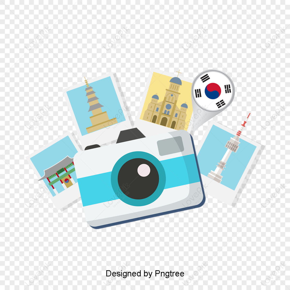 Beautiful Korea vacation background,flag decoration,beauty,desktop png image free download
