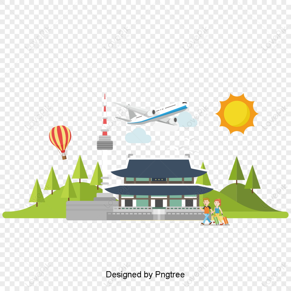 Hermosa Corea Vacation Background Avi N Sticker Pintura Dise O Png Im Genes Gratis Lovepik