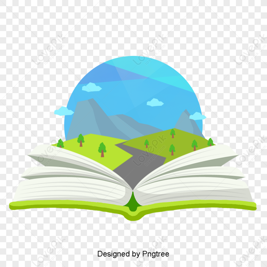 Book Clipart-one open book with plant design elements