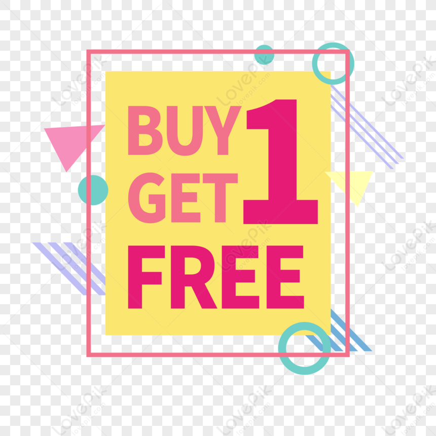 Cartoon Simple Buy One Get One Free Label Element,free Labels,tag PNG ...