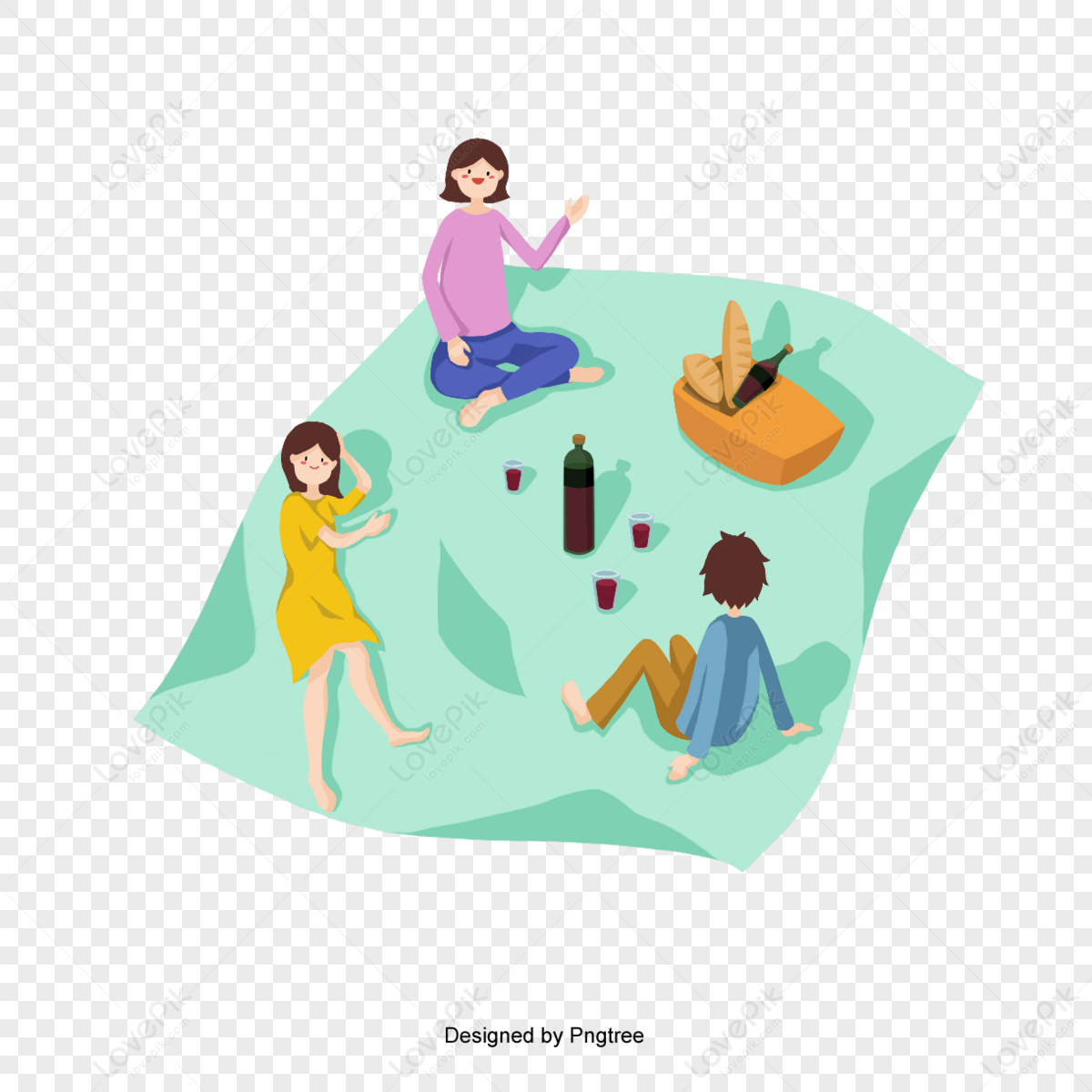 Cartoon camping trip in the spring season,color,human free png
