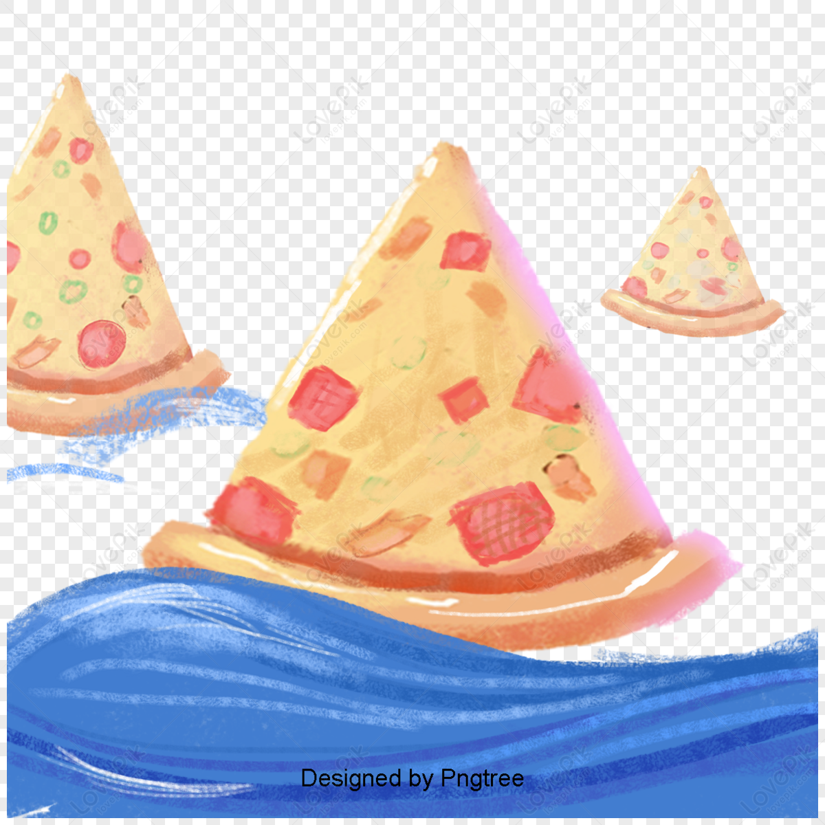 Cartoon Hand-painted Abstract Pizza Design,fast Food,cone,headgear Png 