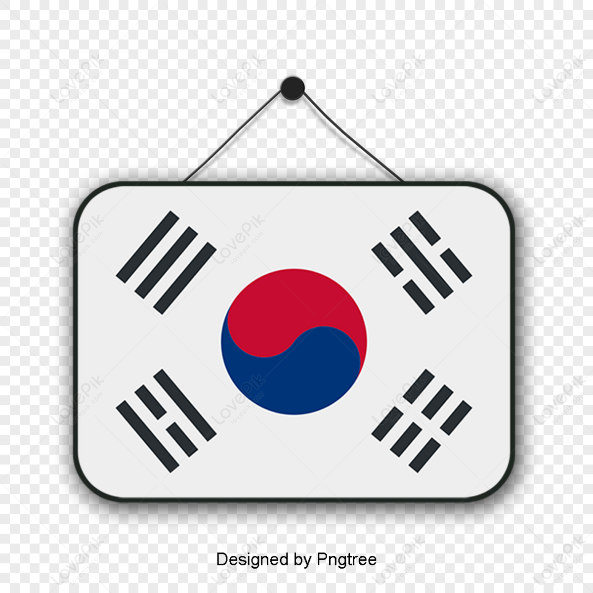Cartoon south korea flag wall hanging element,peace,cord png picture