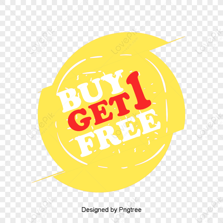 Hand-painted Cartoon Buy One Get One Free Label,isolated,business PNG ...