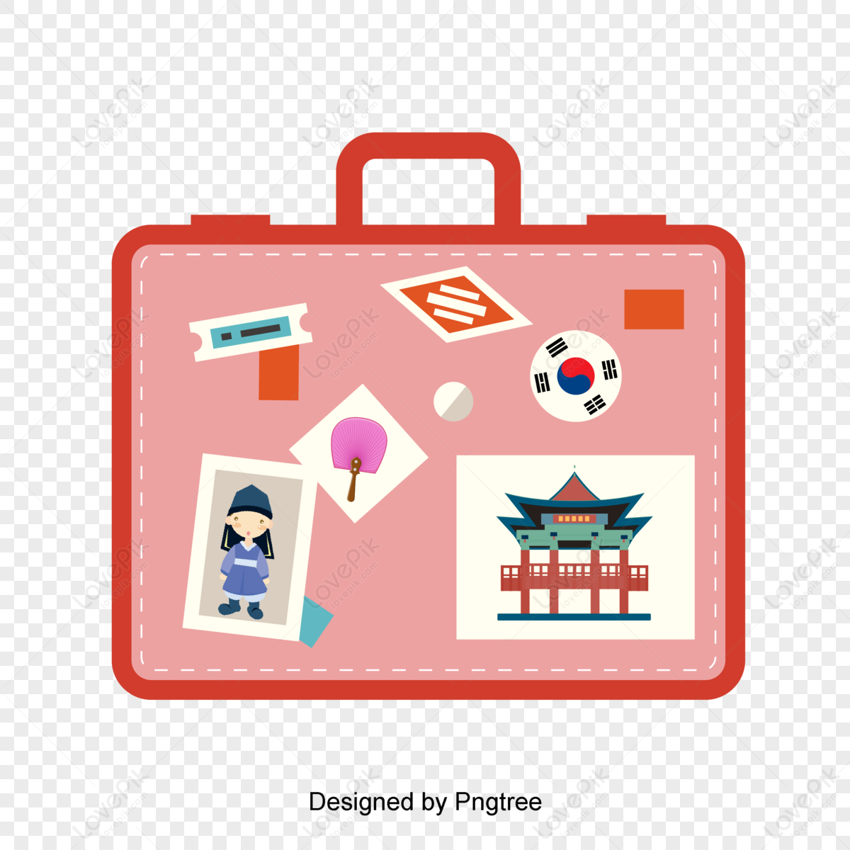 Modern vector luggage,rhombus,temple,mirror png image free download