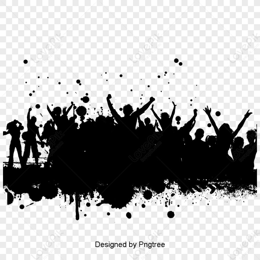 Dancing Crowd Silhouette Material Design,dance,party,prom PNG Hd ...