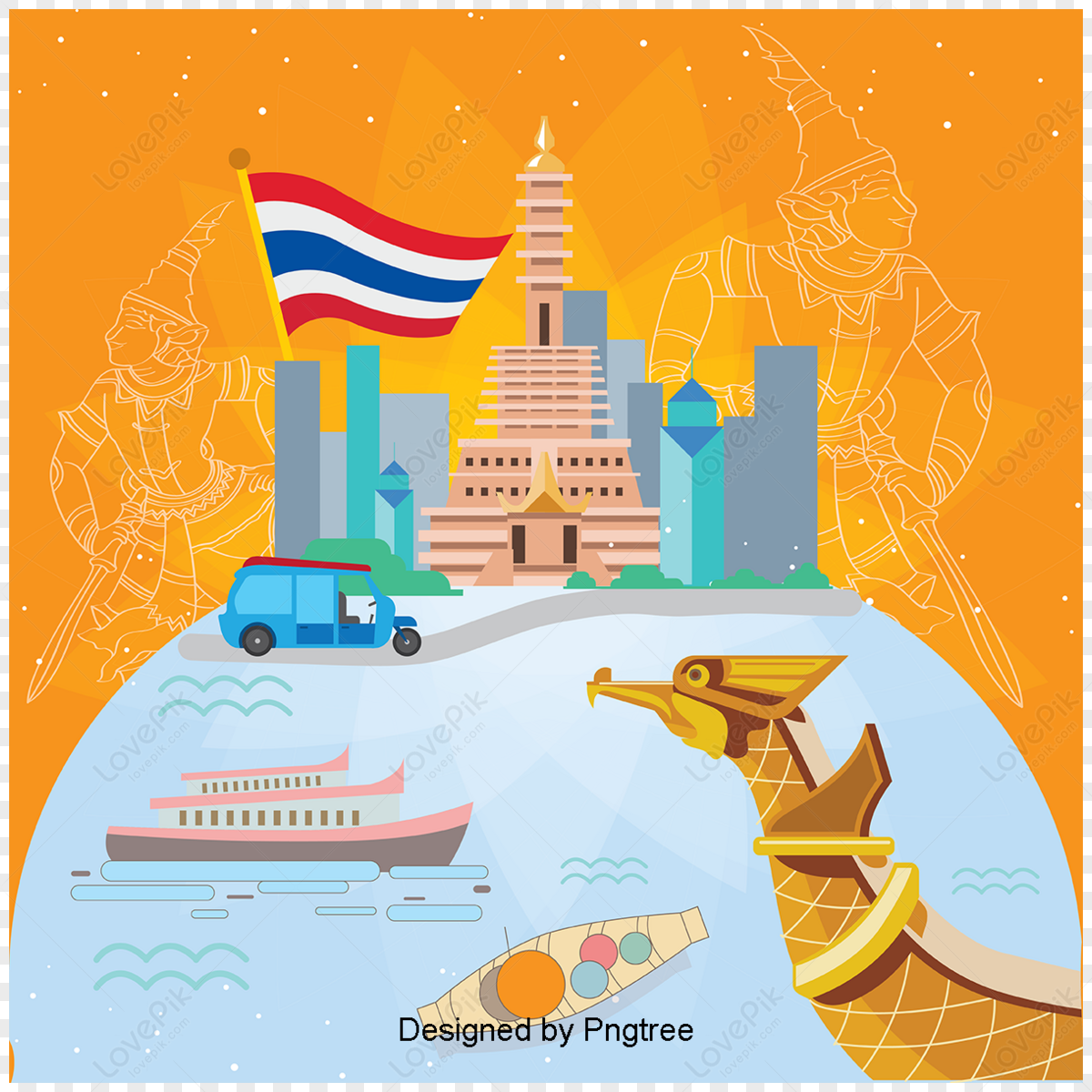 Thailand scenic flag Cruises,flags,paint hand,water market free png