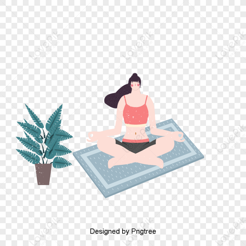 Cartoon Hand-painted Yoga Elements For Single Women,relax,sport