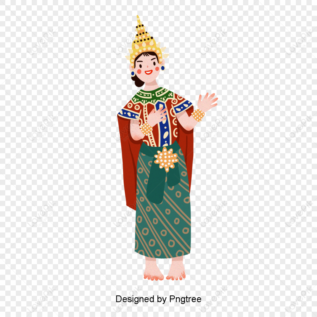 Cartoon Thai Design,thailand,womens Clothing,ceremony PNG Image Free ...