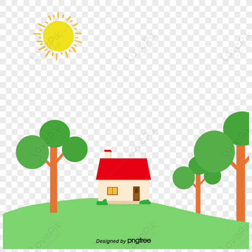 Illustration Of Lawn Red House,house Logo PNG Hd Transparent Image And ...