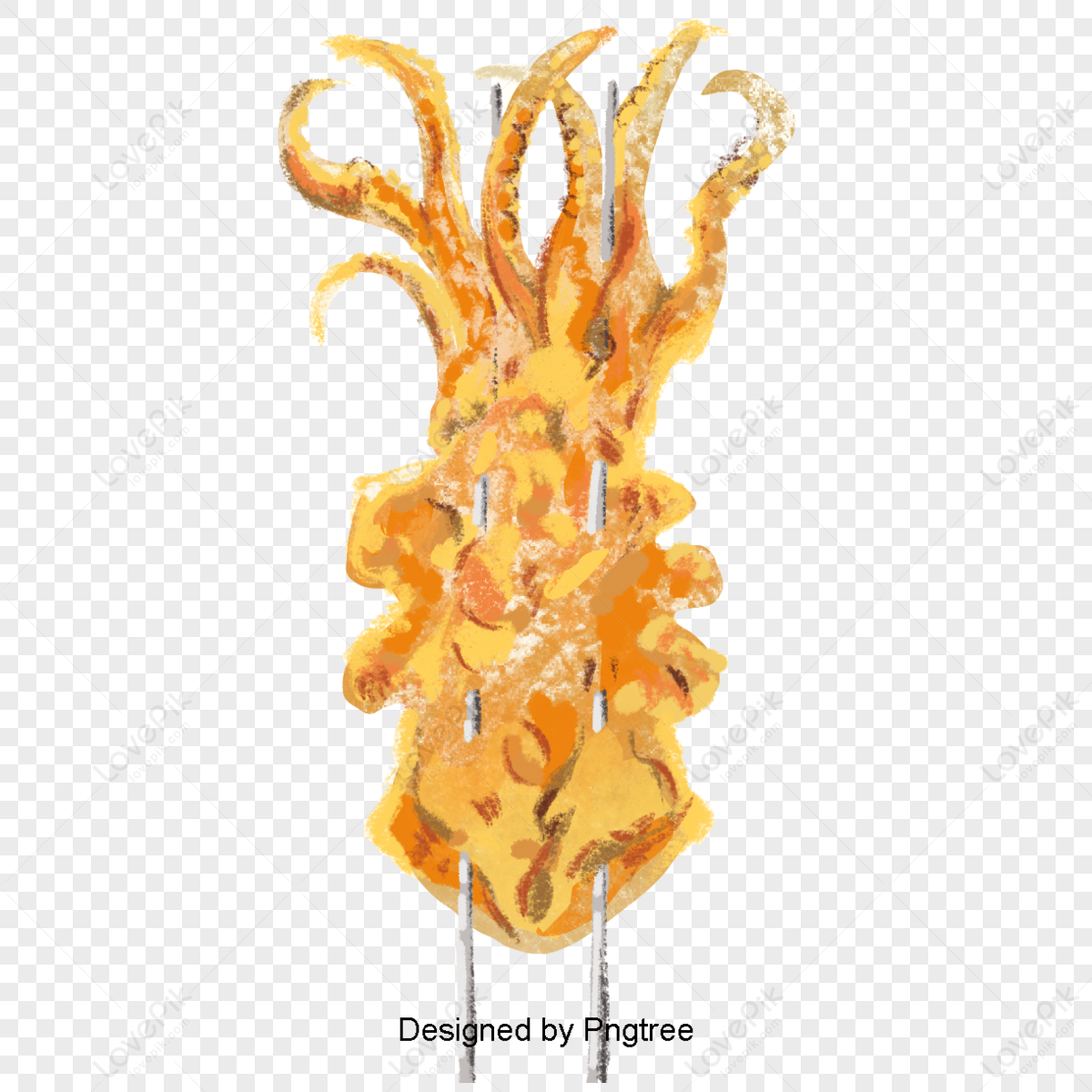 south korea street snacks octopus tempura fried octopus hand drawn illustration png image