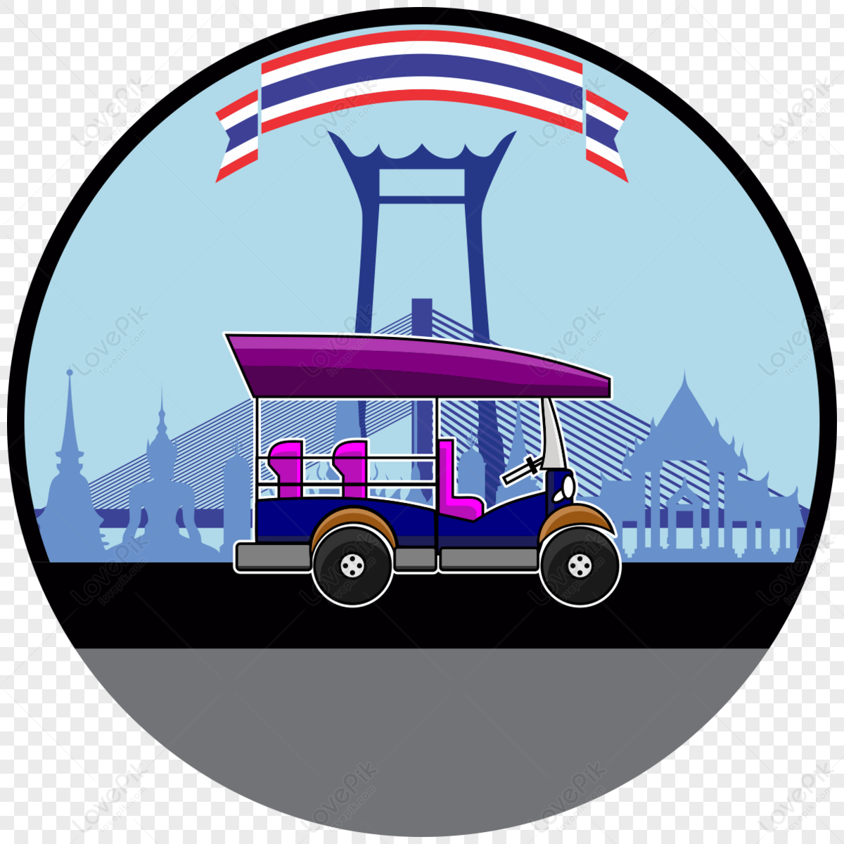 Tuk Tuk Vector Illustration,holiday,student,transport PNG Free Download ...