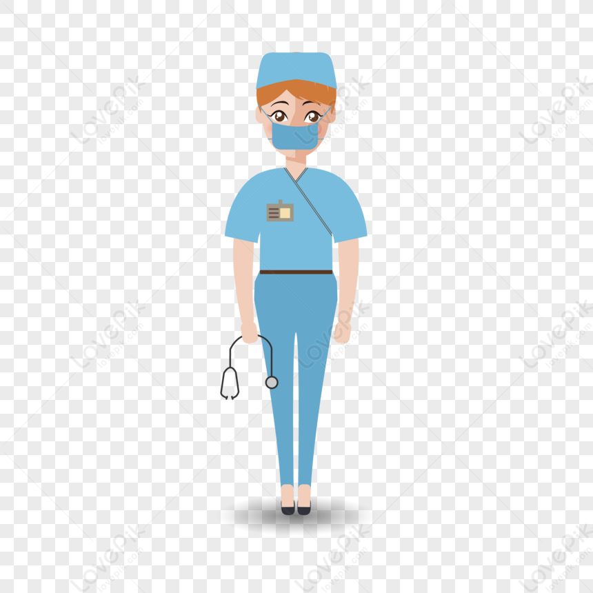 Flat Blue Image Of Female Nurse Doctor,female Nurses,doctors And Nurses ...