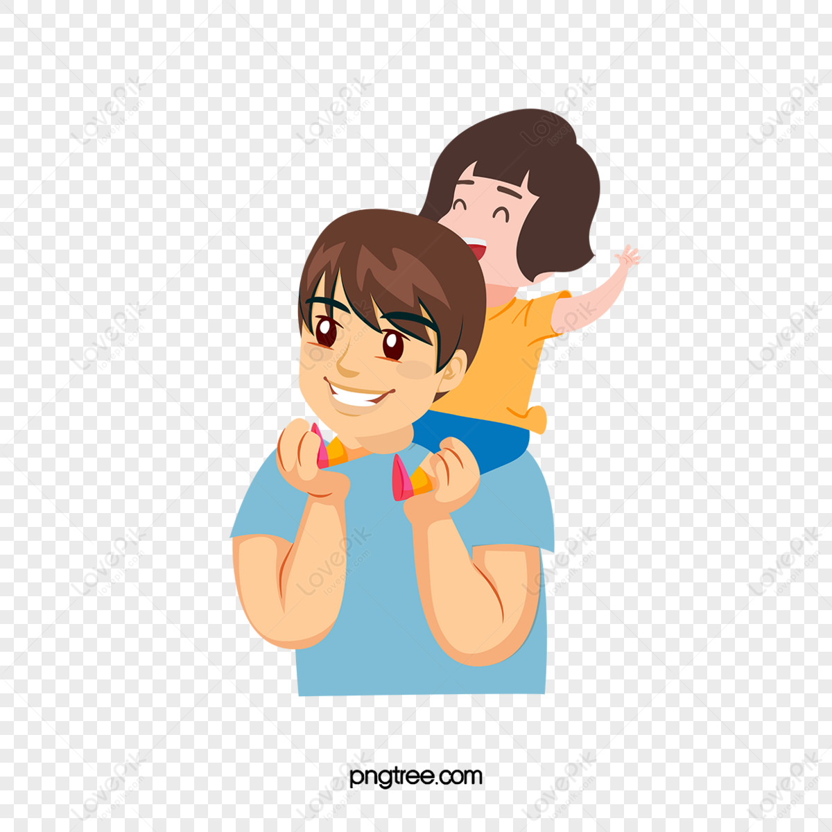 Cartoon Fathers Day Fathers And Daughters,dai,cartoon Style PNG ...