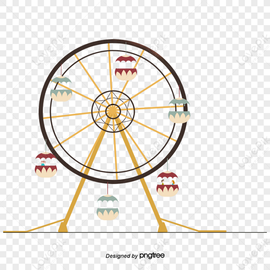 Cartoon Ferris Wheel For Childrens Day,circular,amusement Park PNG ...