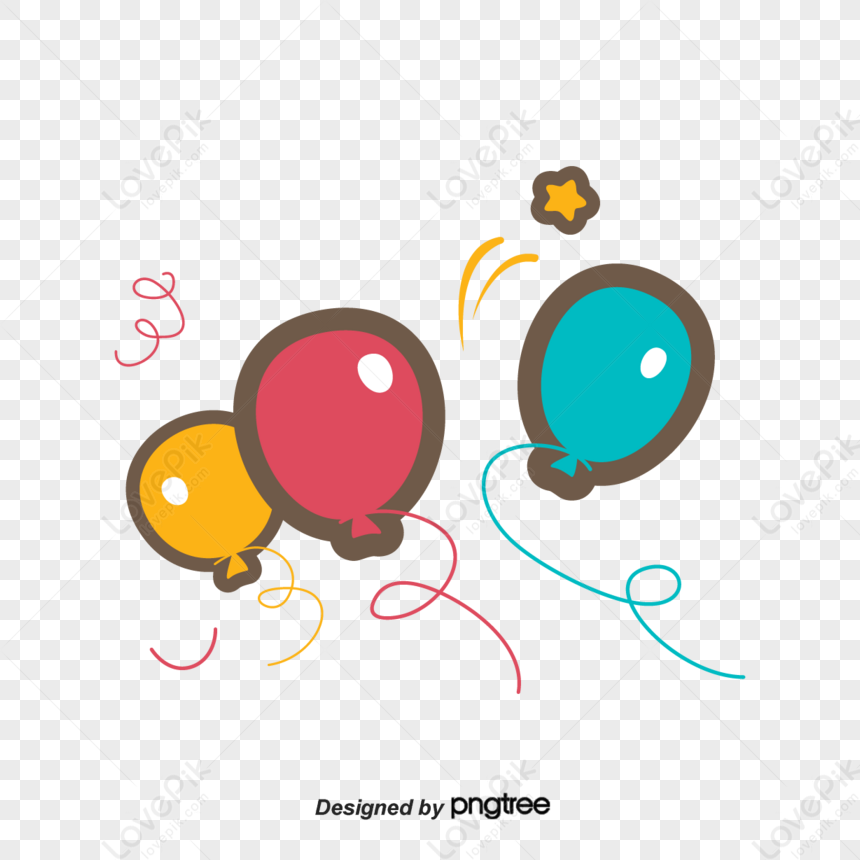 Cartoon Lovely Balloon,birthday Balloon,celebrating,transparency PNG ...