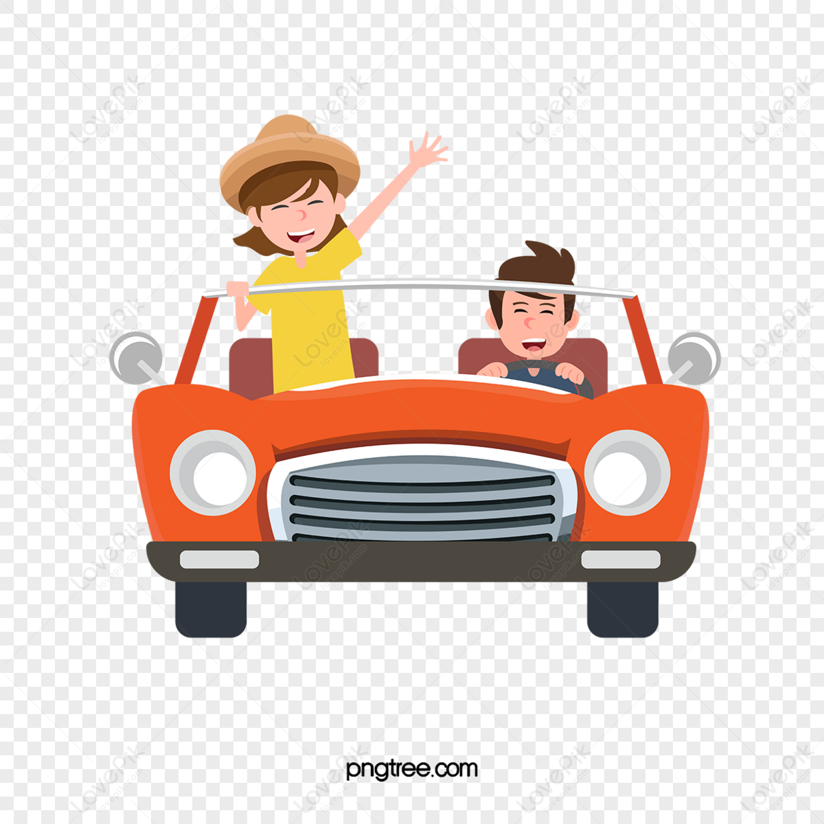 Cartoon Style Golden Week Driving Travel Couples,escape,vehicle png image