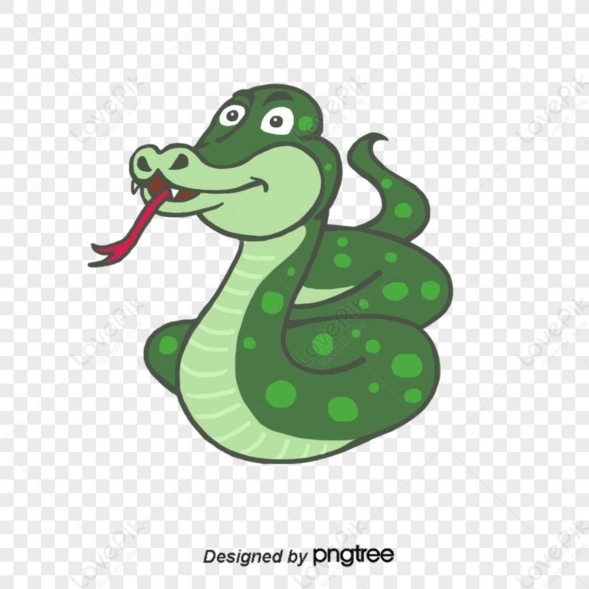 Cartoon Style Green Snake,hand Painted,paint Hand Png Transparent Image 