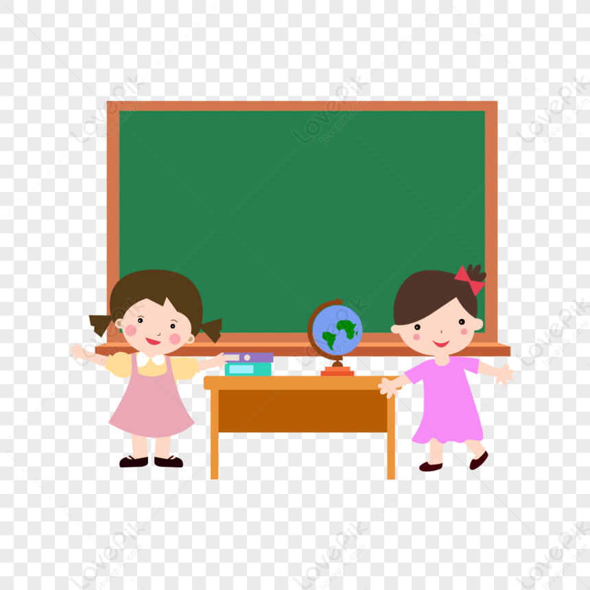 Cartoon Cute Elements Of Student Podium,platform,blackboard PNG Image ...