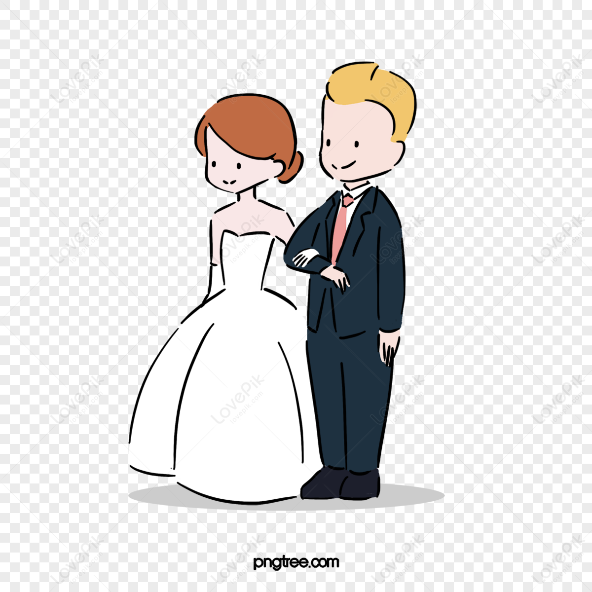 Cute Cartoon Wedding Couple Hand-painted,cute Paintings,people ...