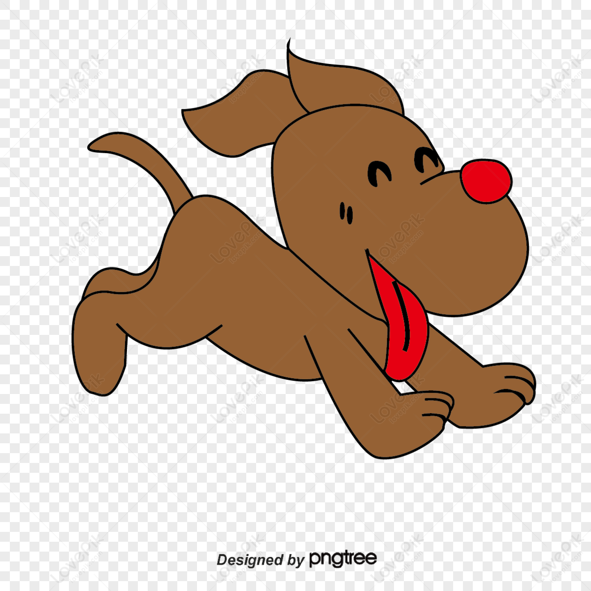 Dog Element Vector Map Of Brown Running In Flat Cartoon Style PNG ...