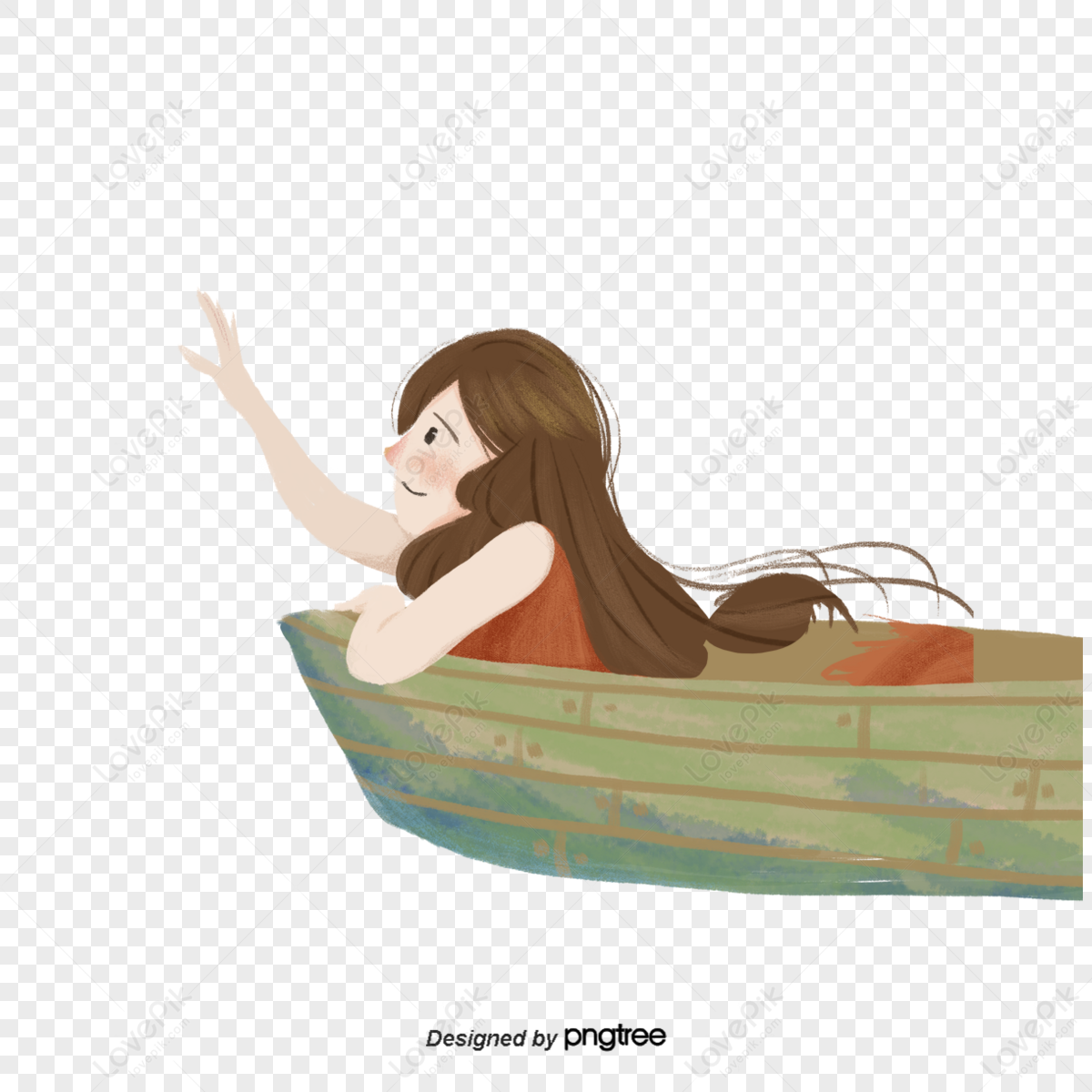 Girls sail boats in summer,good,twenty-four solar terms,elegant png image