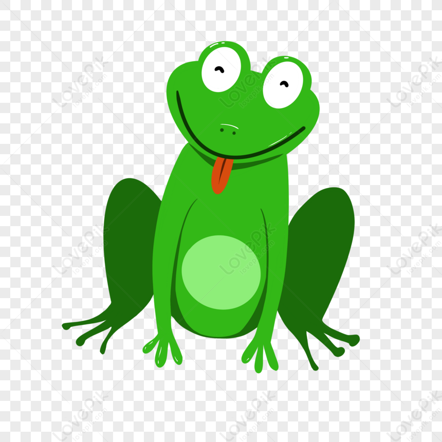 Green Cartoon Frog Element Illustration,animal,anime,cartoon ...