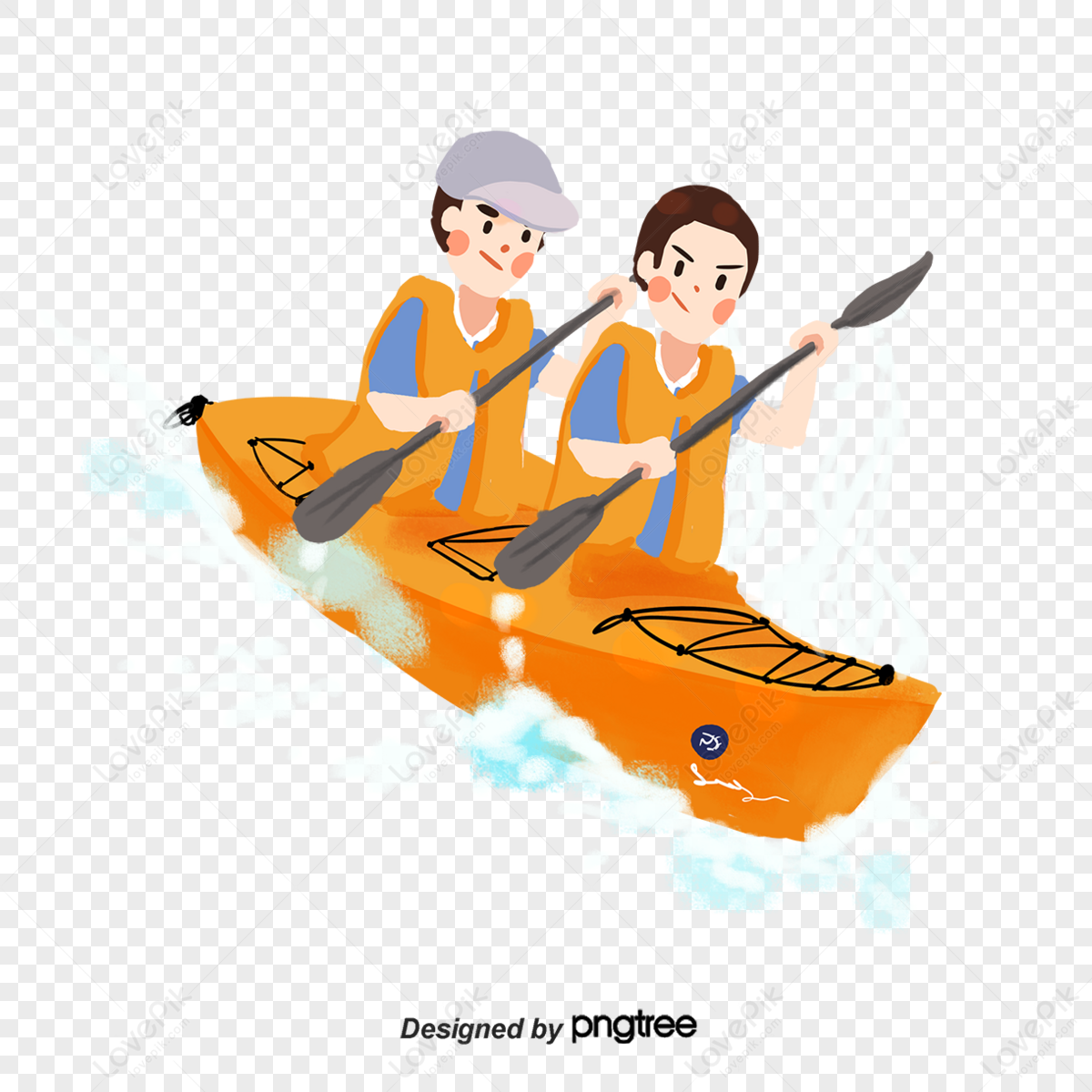 Hand-painted cartoon character rafting boat,ship,sports,match png hd transparent image