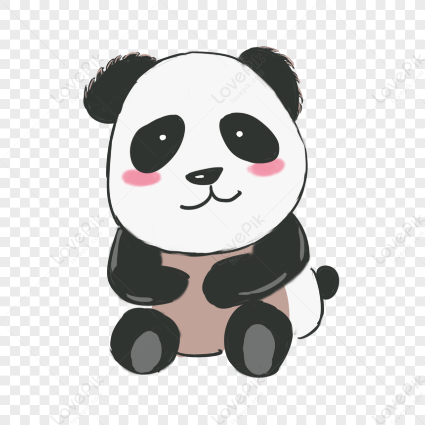 Hand-painted Cute Smiling Panda,art,decoration,black PNG Picture And ...