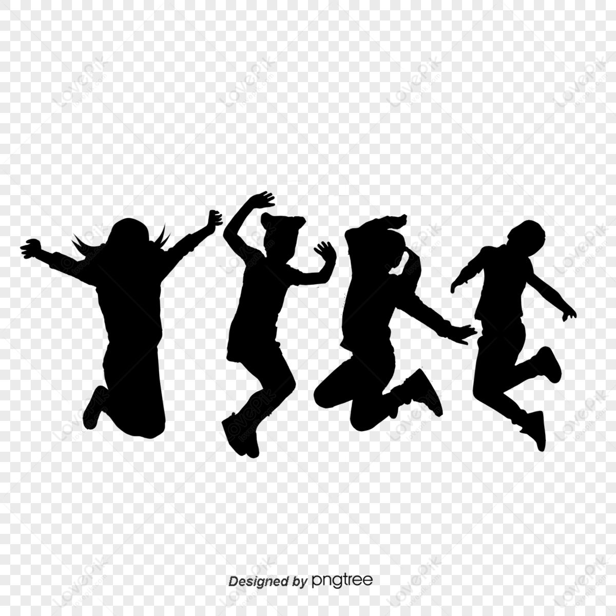 Happy Children Silhouette Elements,activity,jump,hand Painted Png Free 