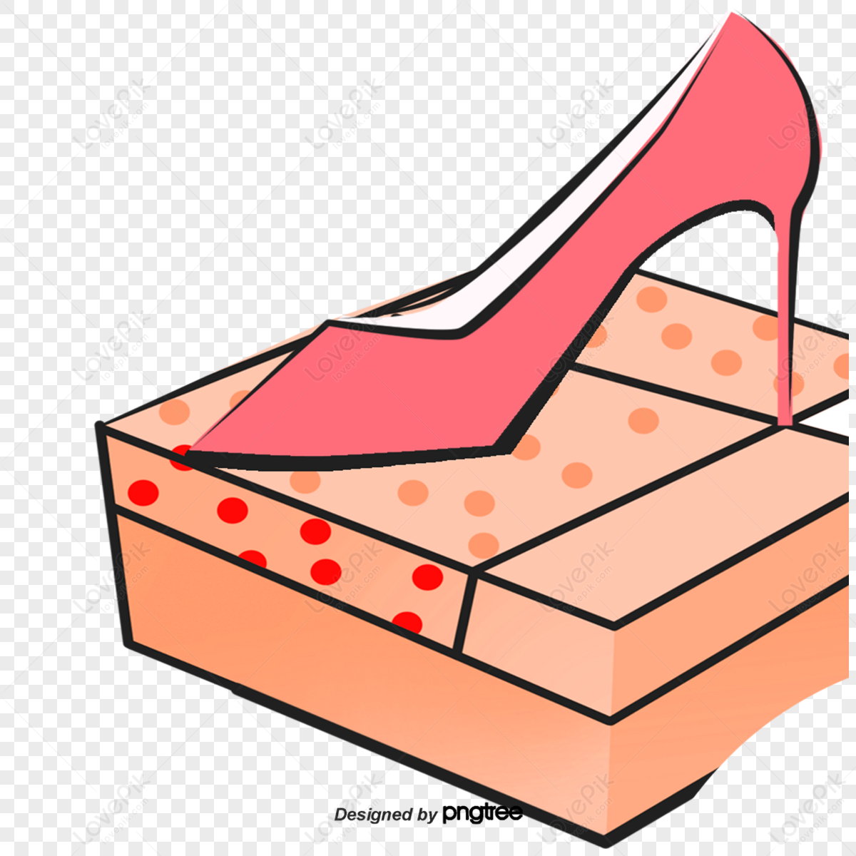 Beautiful woman leg red shoe high heel cartoon illustration • wall stickers  lady, woman, clip art | myloview.com