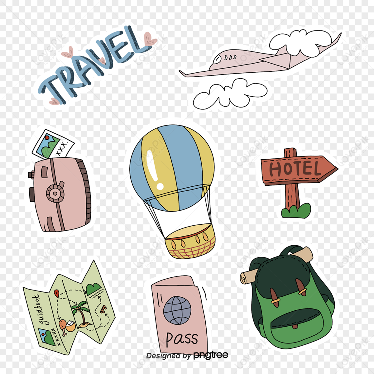Simple Travel Series Stickers,travel around the world,guidepost,itinerary png transparent background