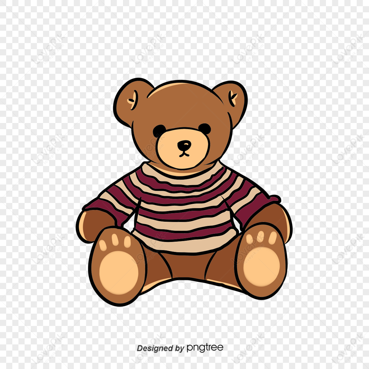 Striped Cartoon Bear,finger,striped Shirt,brown Bear PNG Hd Transparent ...