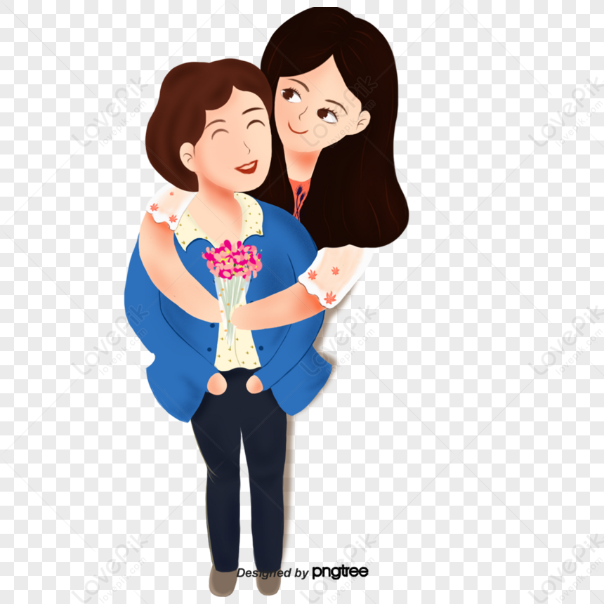 Two Girls Embraced By Cartoon,holiday,white,calligraphy PNG Transparent ...