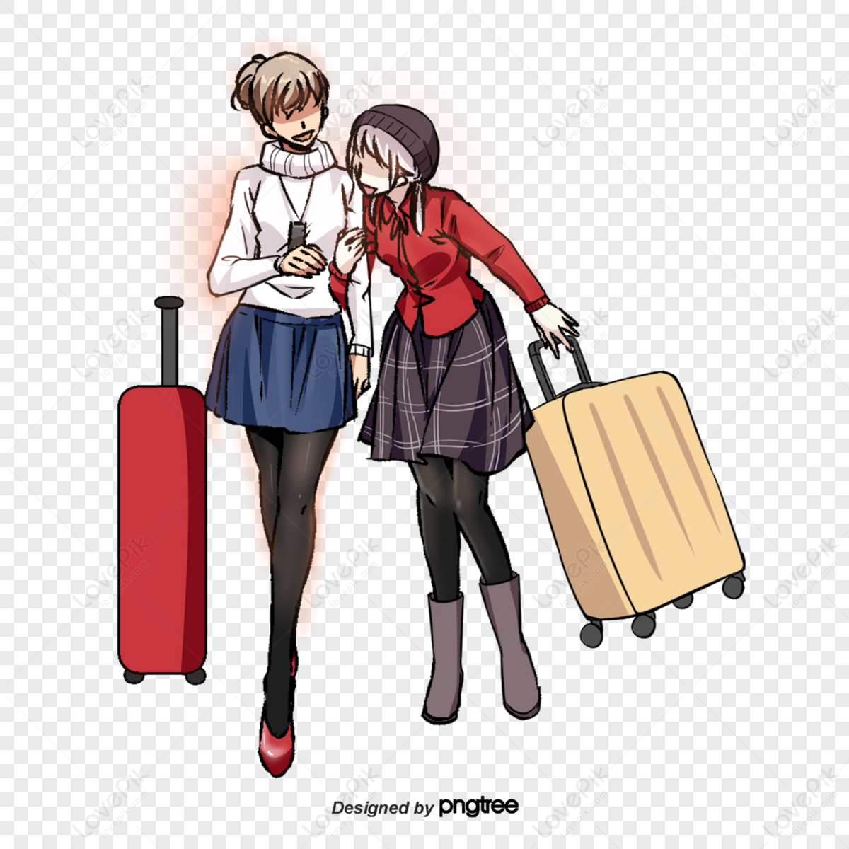 Two girls go on a long journey,confidante,trip png image free download