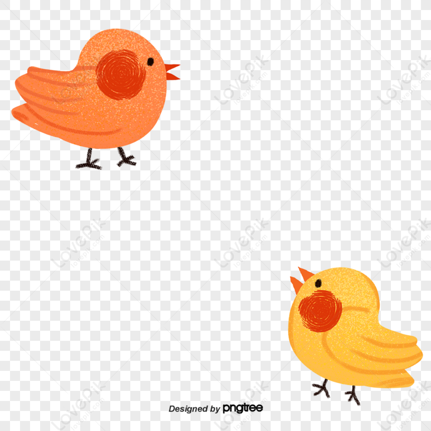 Two Orange And Yellow Birds,cartoon,little Birds,anime PNG Image And ...