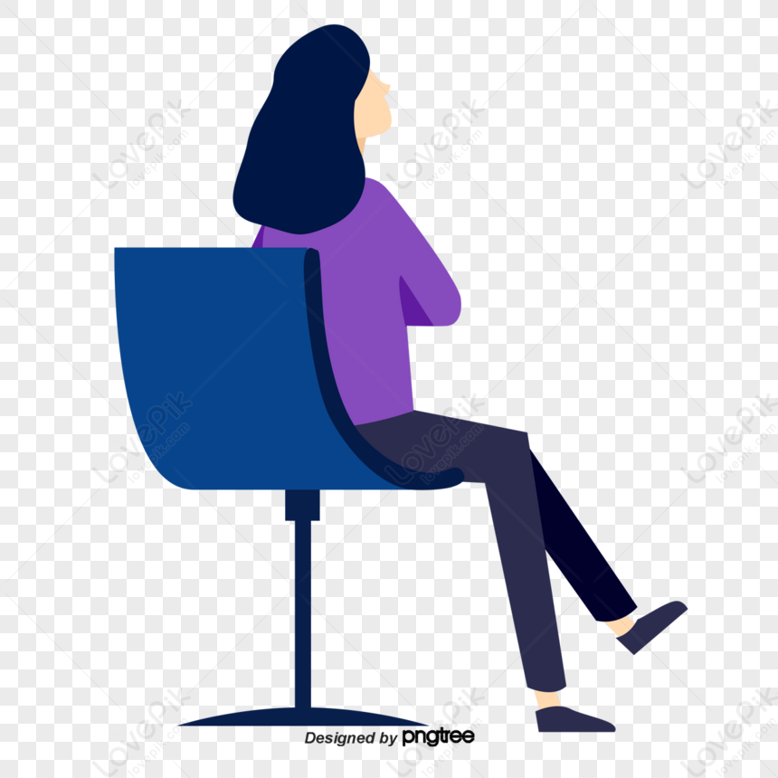 Women Sitting In Cartoons,office Chair,characters,character PNG Image ...