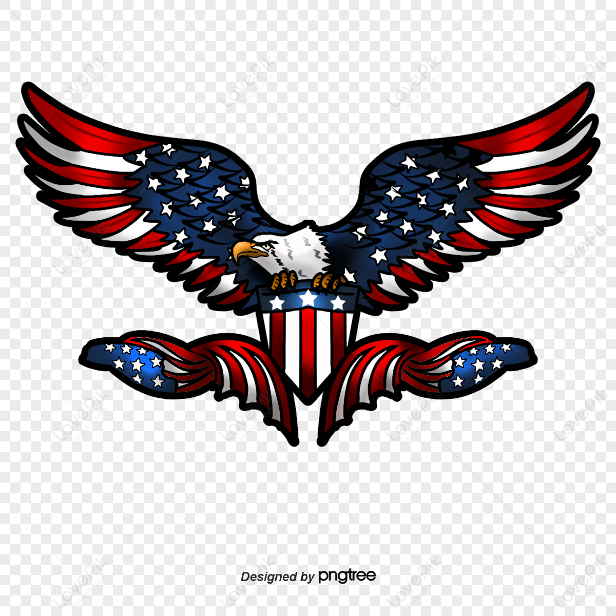 American Flag American Eagle Hand-painted Elements,whitehead Eagle 