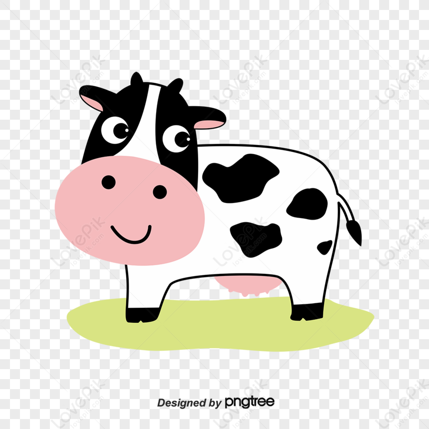 Cartoon Black And White Cow Clips,happy,cattle PNG Hd Transparent Image ...