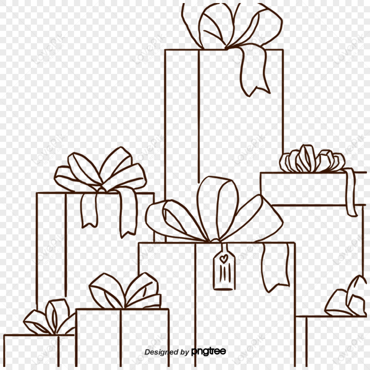 Gift box one line drawing on white isolated background. vector • wall  stickers christmas, gift, white | myloview.com