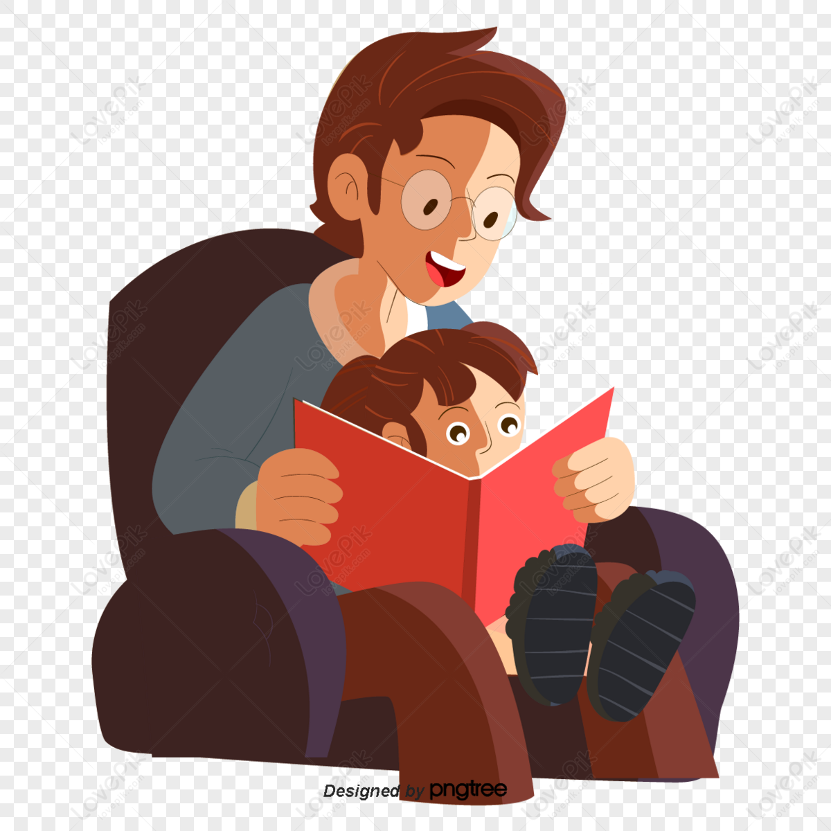 Dad Reading PNG Images With Transparent Background | Free Download On ...