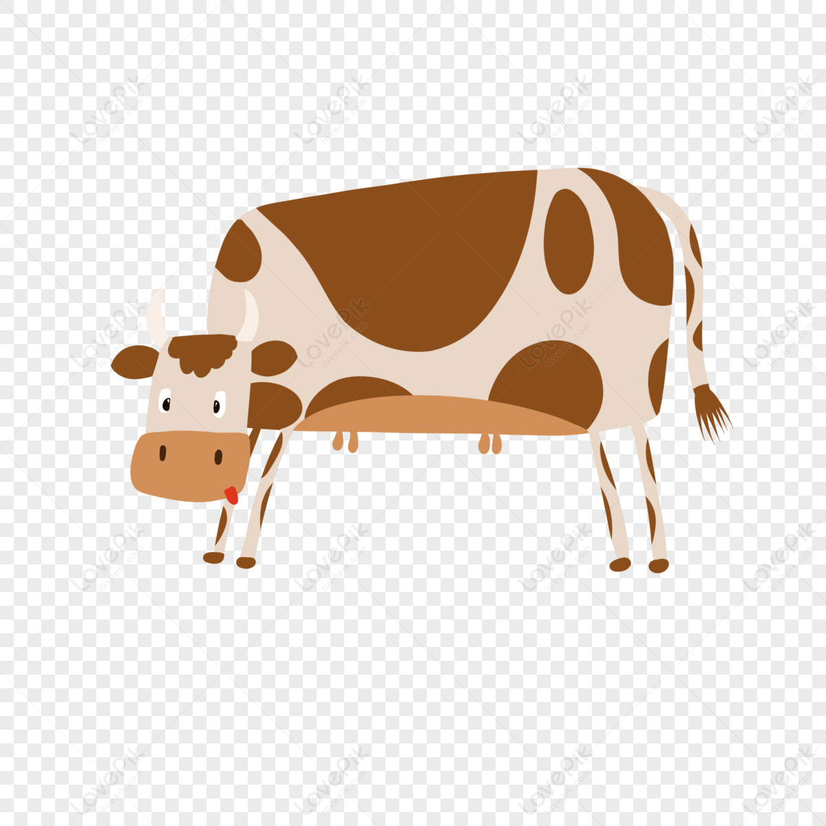 Elemental Illustrations Of Cartoon Brown Dairy Cows,anime,cattle PNG Hd ...