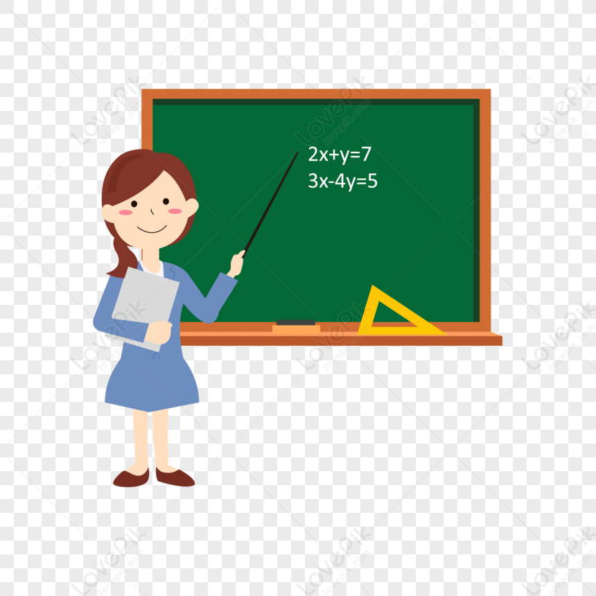 Female Teachers Lecture Platform Teaching Cute Cartoon Elements ...