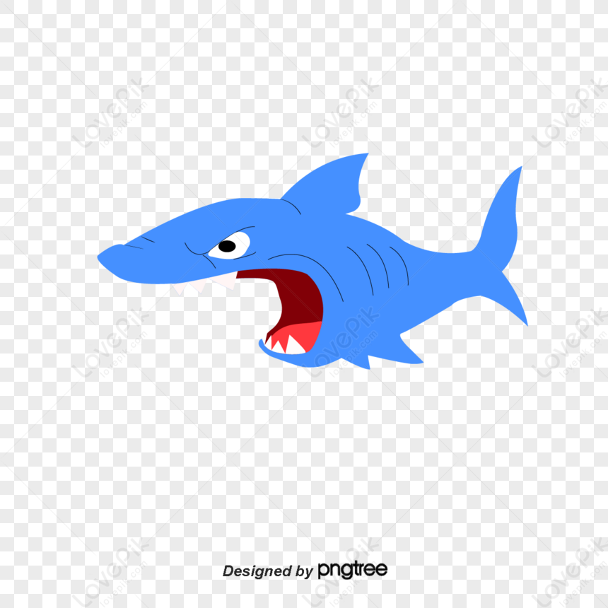 Flat Cartoon Style Violent Blue Shark Element Vector Map,baby Shark ...